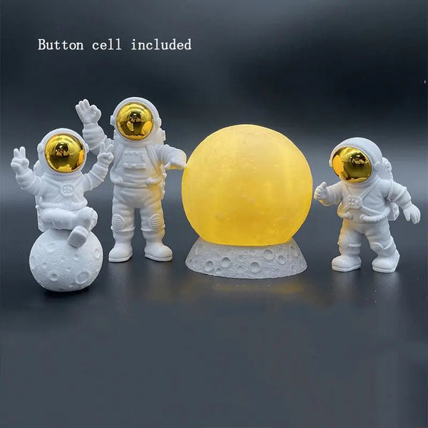 Astronaut Yellow Moon Ambient Light Ornament - Ivory Joy