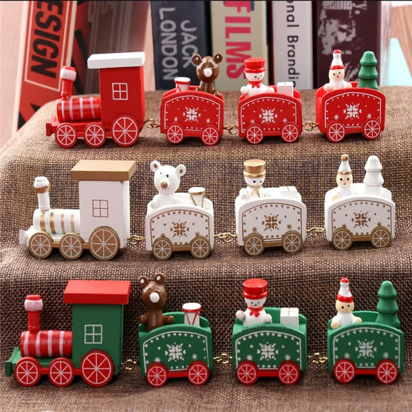 Christmas Train Painted Wood Decoration - Ivory Joy