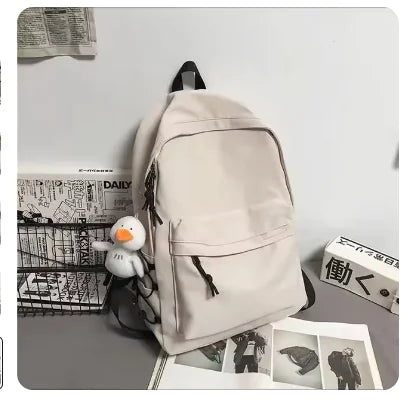 Women’s Simple Large-Capacity Nylon Laptop Backpack - Ivory Joy