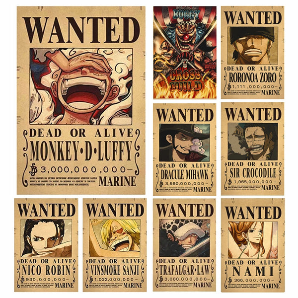 Anime Luffy Gear 5 One Pieces Bounty Wanted Posters - Ivory Joy