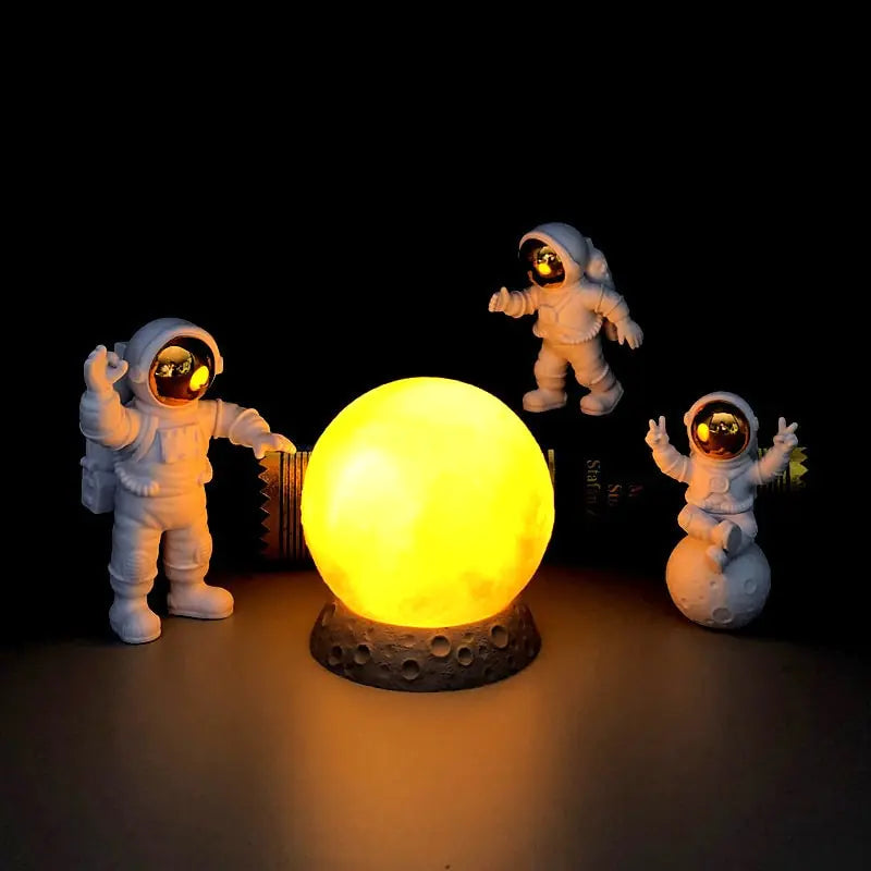 Astronaut Yellow Moon Ambient Light Ornament - Ivory Joy