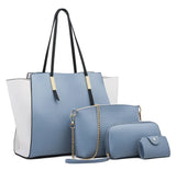 Luxe Women's 4-Piece PU Vegan Leather Bag Set - Ivory Joy