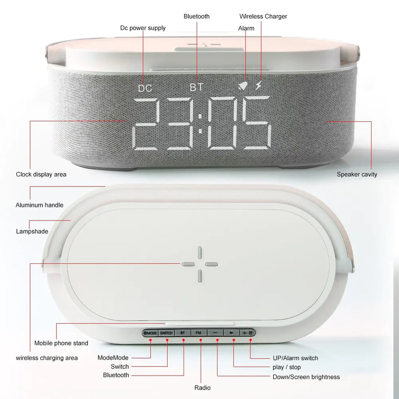 Wireless Charging Pad Alarm Clock - Ivory Joy