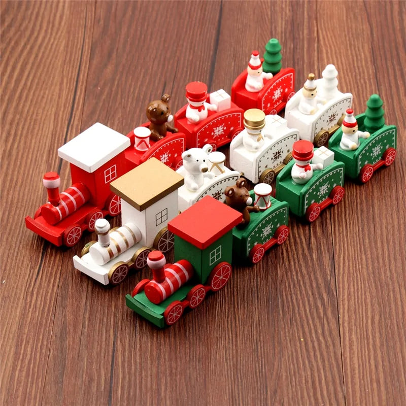 Christmas Train Painted Wood Decoration - Ivory Joy