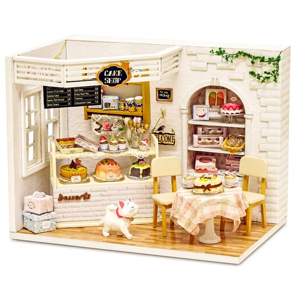 DIY Miniature Dollhouse Kit with Dust Cover - Ivory Joy