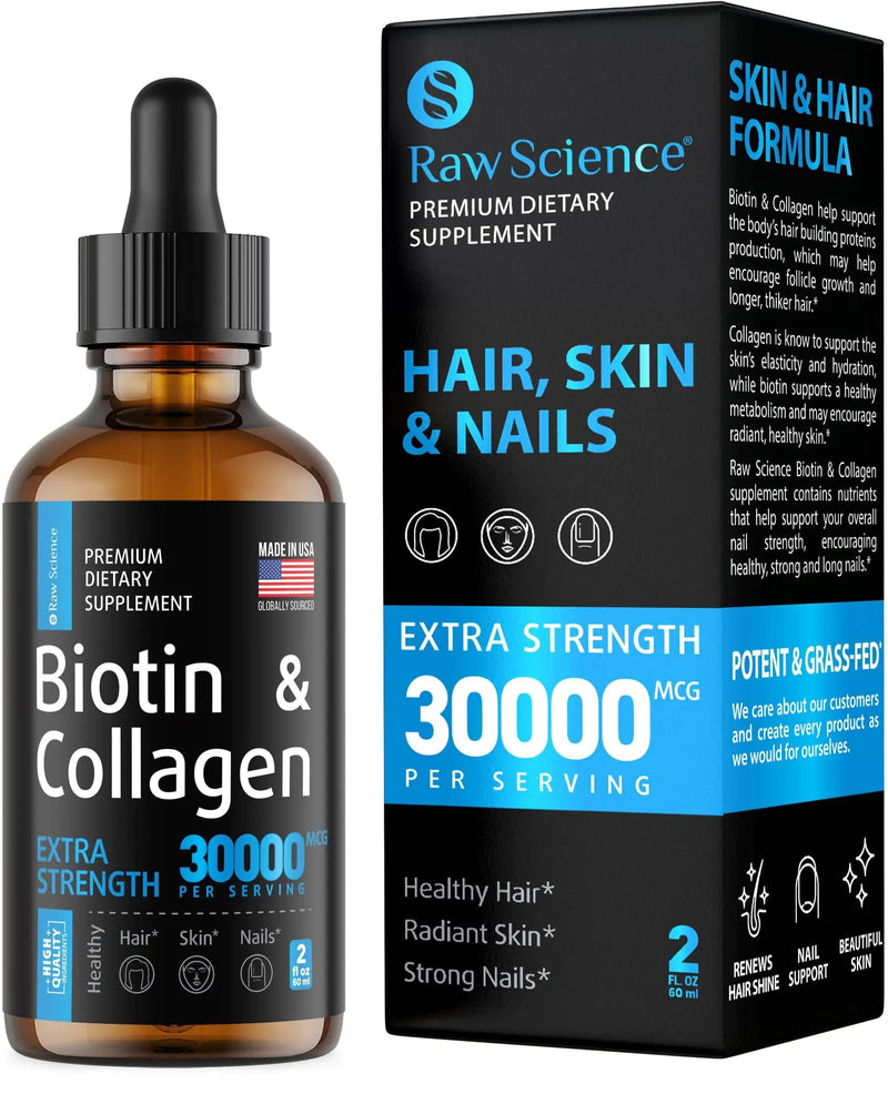 Liquid Collagen Biotin Supplement for Hair Growth 2 fl oz Drops Vitamin for Skin - Ivory Joy