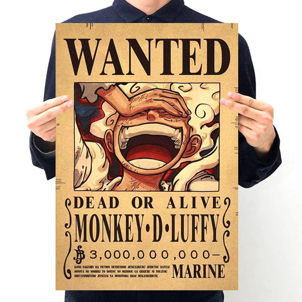 Anime Luffy Gear 5 One Pieces Bounty Wanted Posters - Ivory Joy